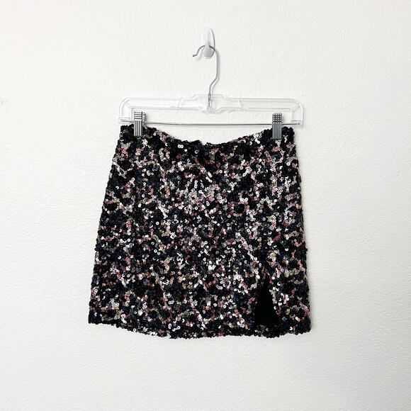 [Urban Outfitters] Darren Rainbow Sequined Side Slit Mini Skirt Party Size XS - Picture 3 of 12